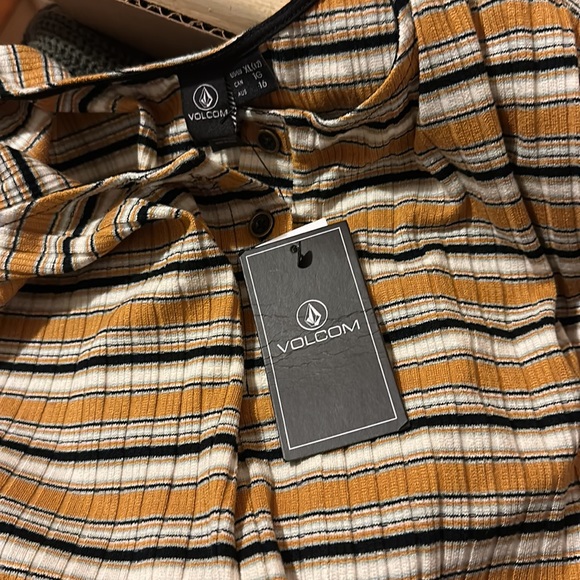 NWT! VOLCOM Stone Stripe Womens Crop Cami Yellow Combo Stone Stripe Medium XL - Picture 5 of 12